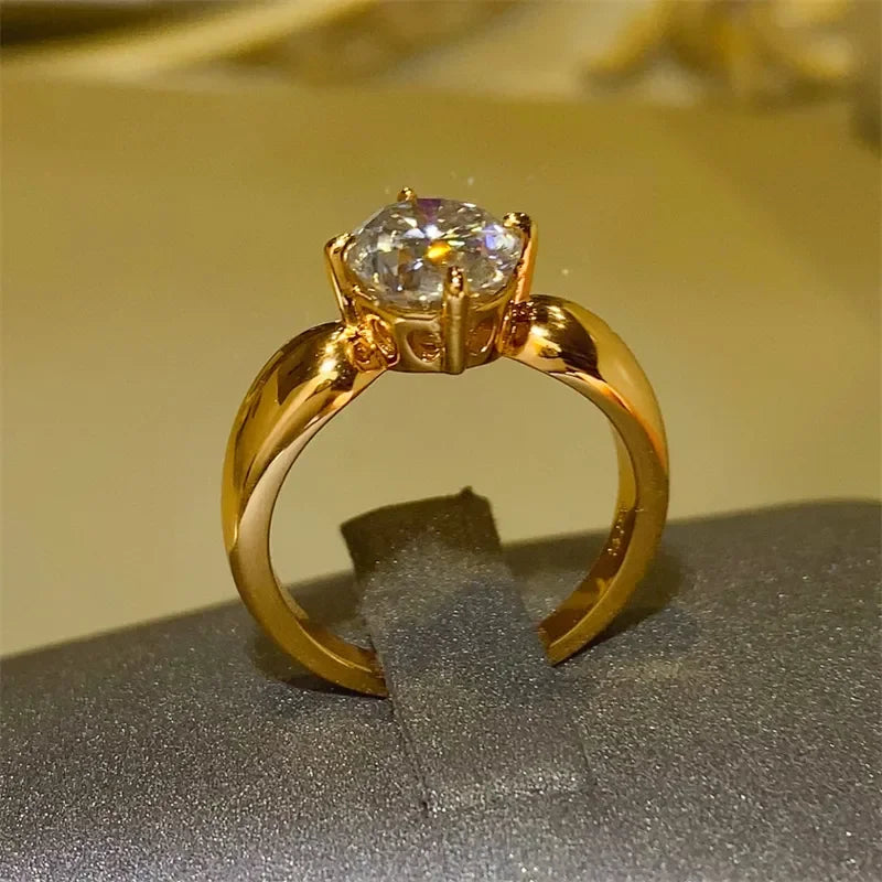 2 Carat Moissanite Sterling Silver Ring 18K Gold Accent - Southern Shores Clothing