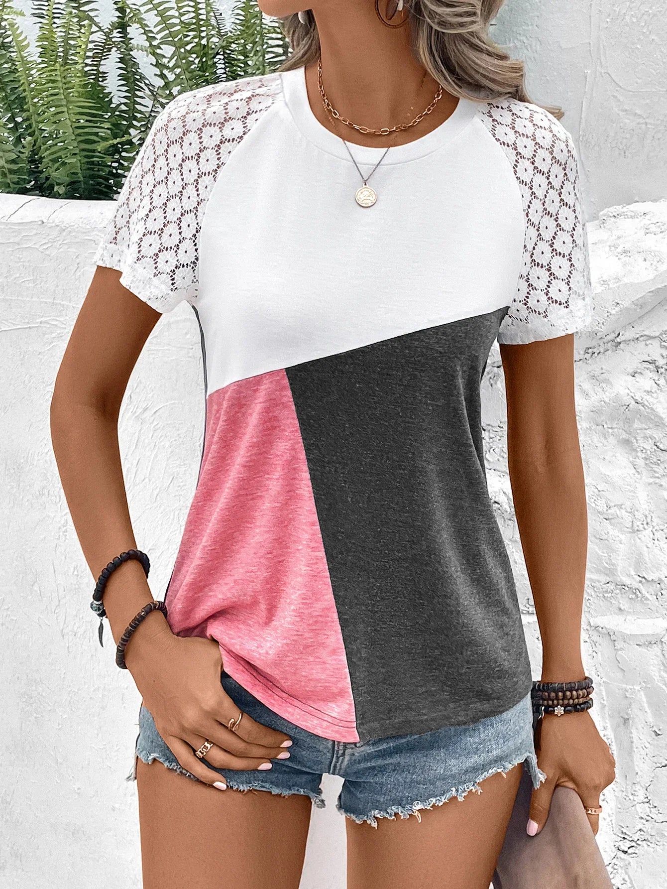Raglan Sleeve Round Neck Tee With Stretch Fabric - Southern Shores Clothing