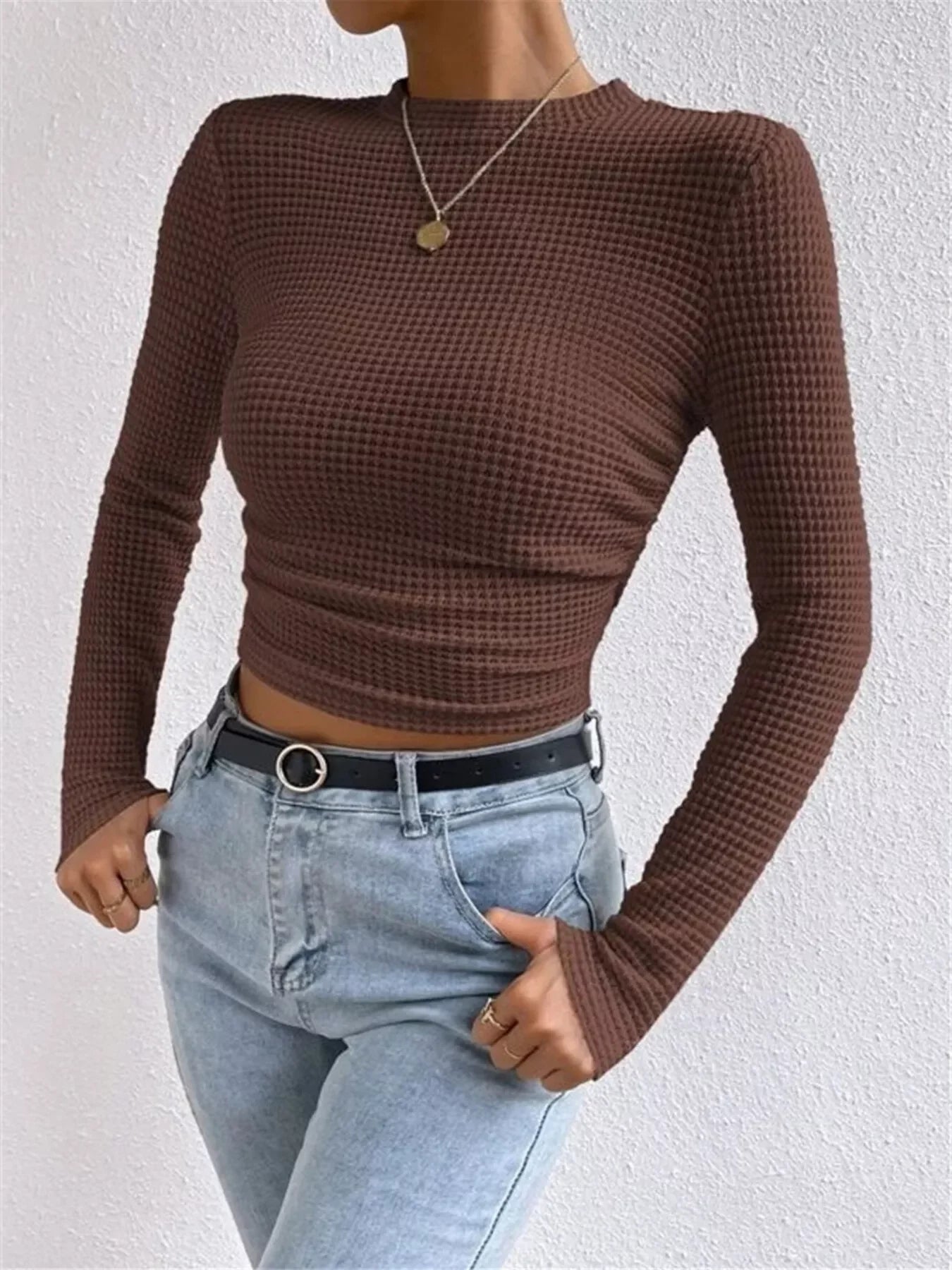 Waffle Knit Long Sleeve T-Shirt - Southern Shores Clothing