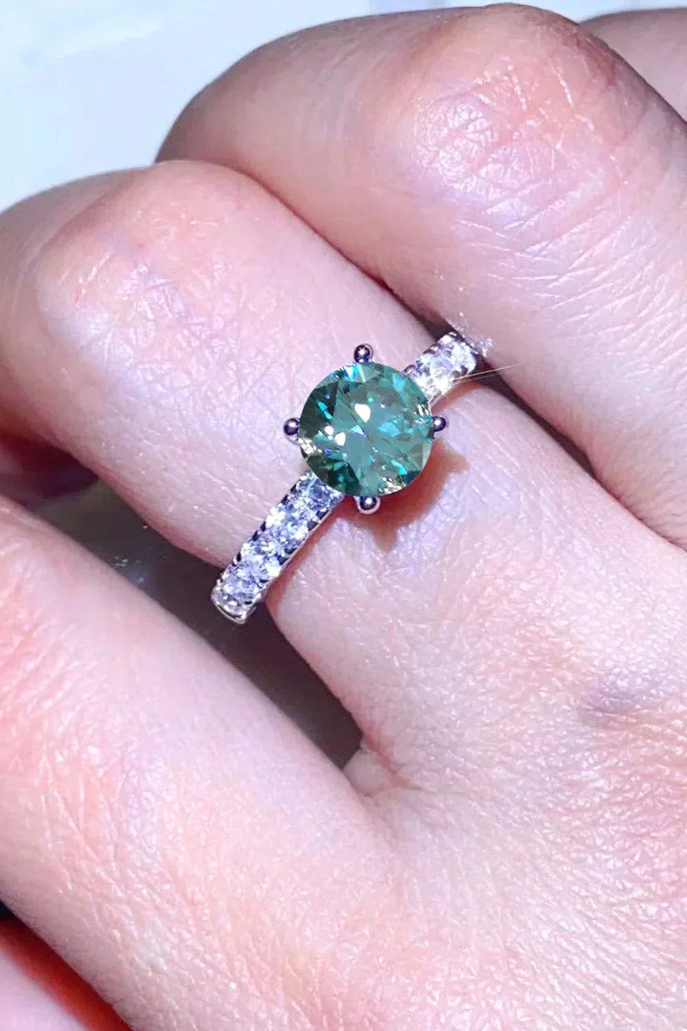1 Carat Moissanite Side Stone Ring Sterling Silver - Southern Shores Clothing
