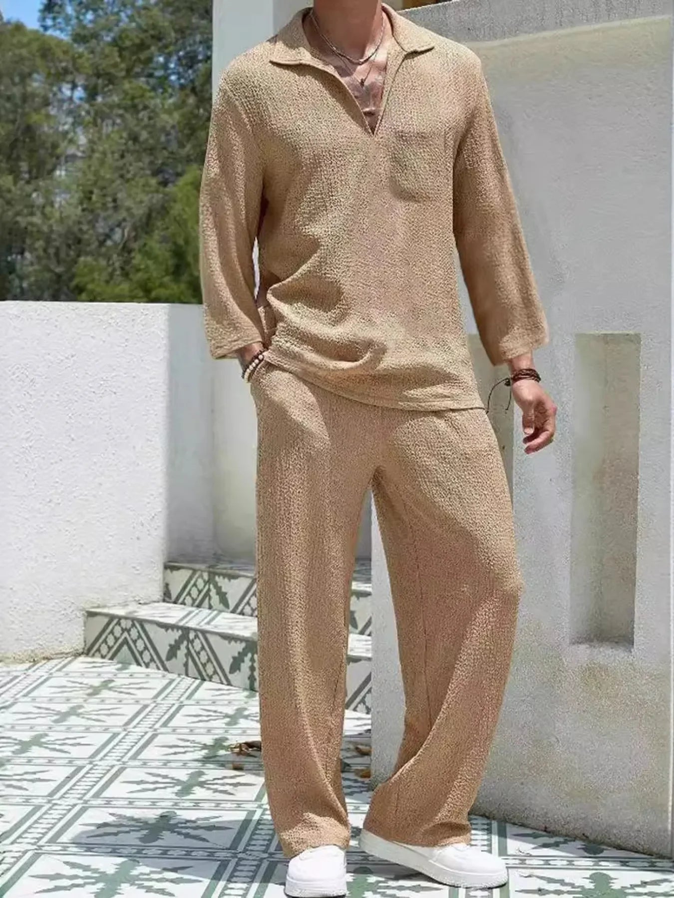 Men's Plus Size Long Sleeve Top and Pants Set - Southern Shores Clothing