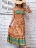 Floral Printed Square Neck Midi Cami Dress With Smocked Bodice - Southern Shores Clothing
