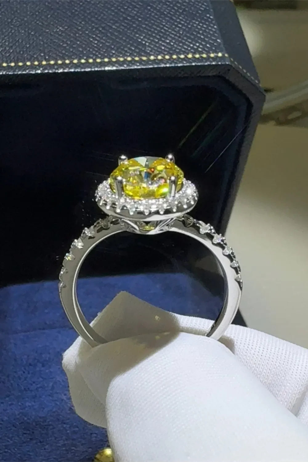 3 Carat Moissanite Halo Ring in Sterling Silver - Southern Shores Clothing