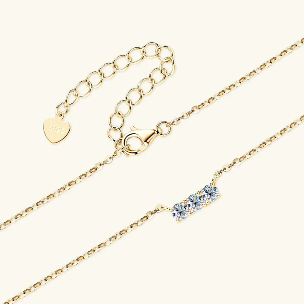 Moissanite Necklace In Sterling Silver With 18K Plating