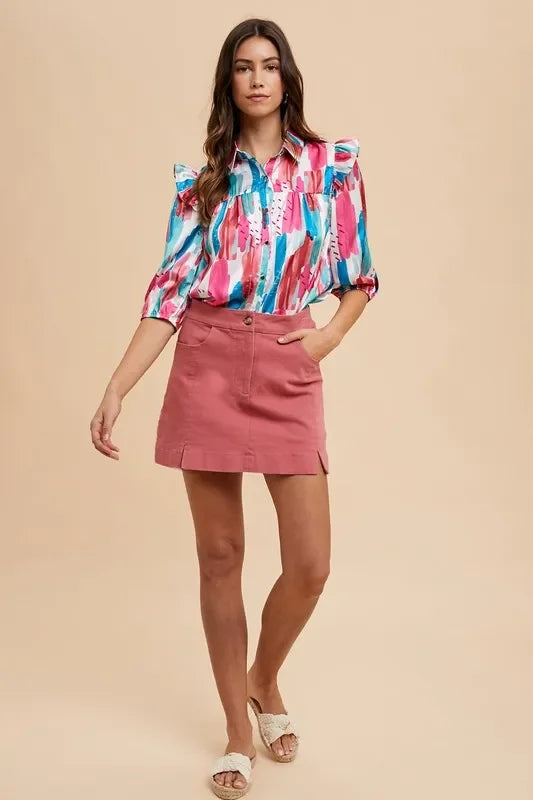 Stretch Cotton Slit Mini Skirt All Day Comfort - Southern Shores Clothing