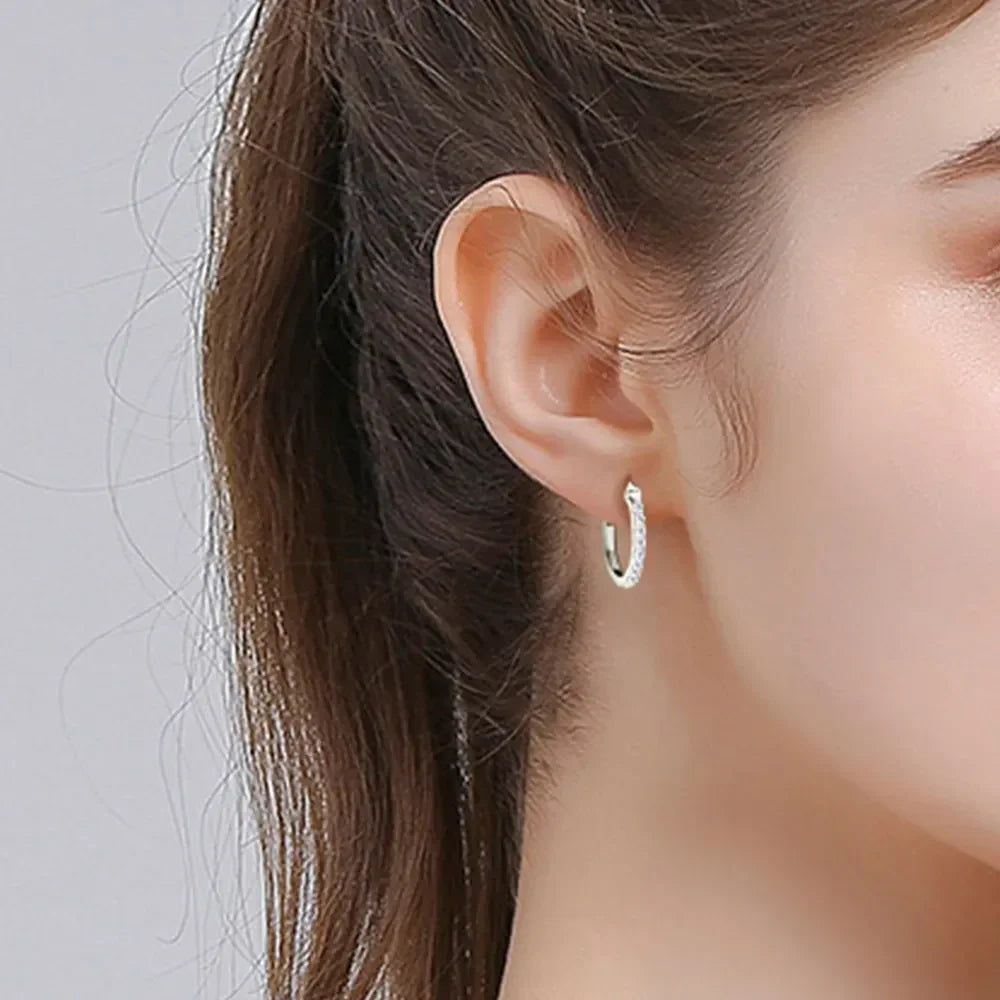 Sterling Silver Moissanite Huggie Earrings - Southern Shores Clothing