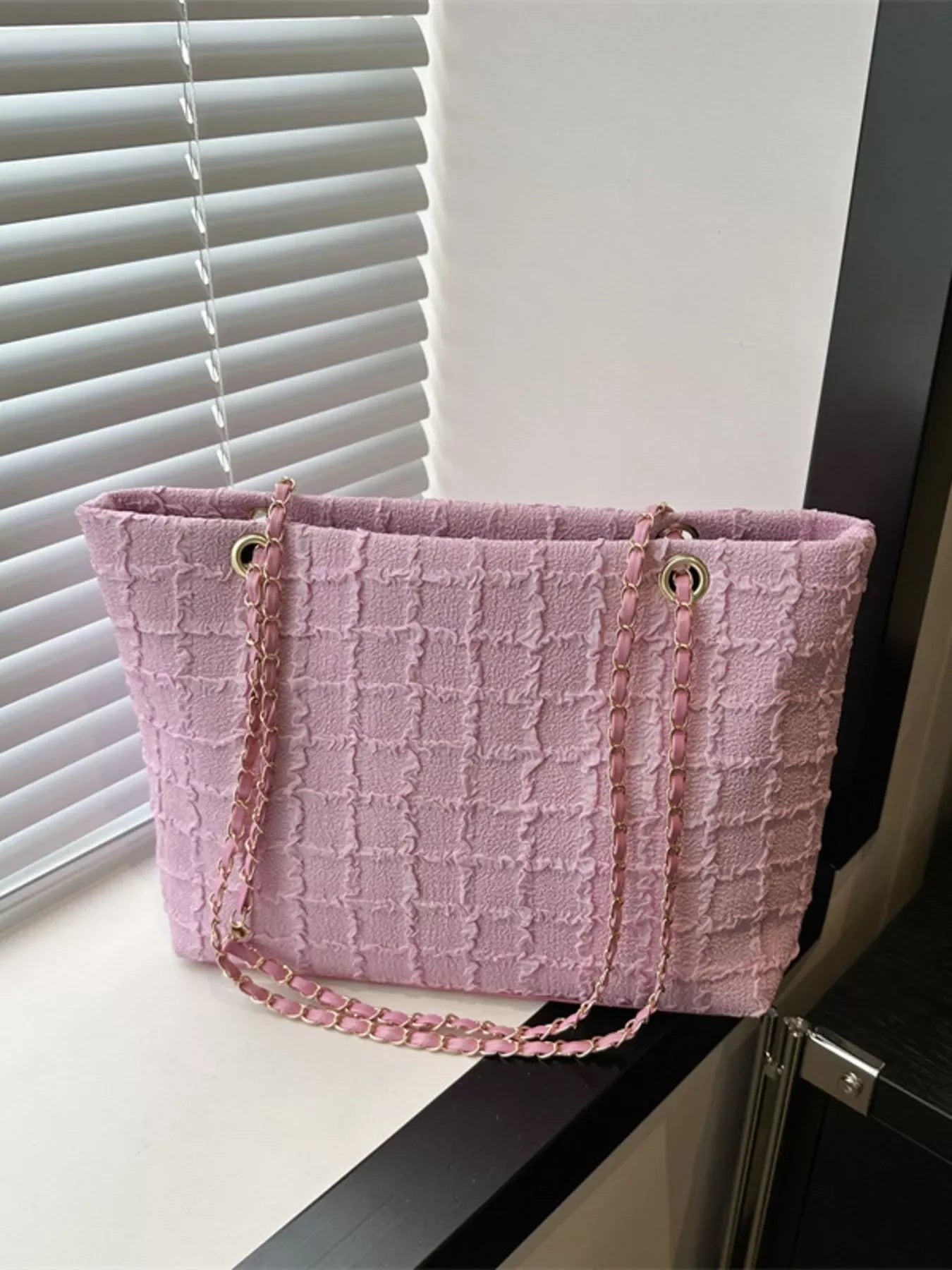Classic Tweed Chain Shoulder Bag Polyester - Southern Shores Clothing