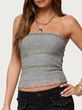 Rhinestone Embellished Tube Top Strapless Tank With Studs - Southern Shores Clothing