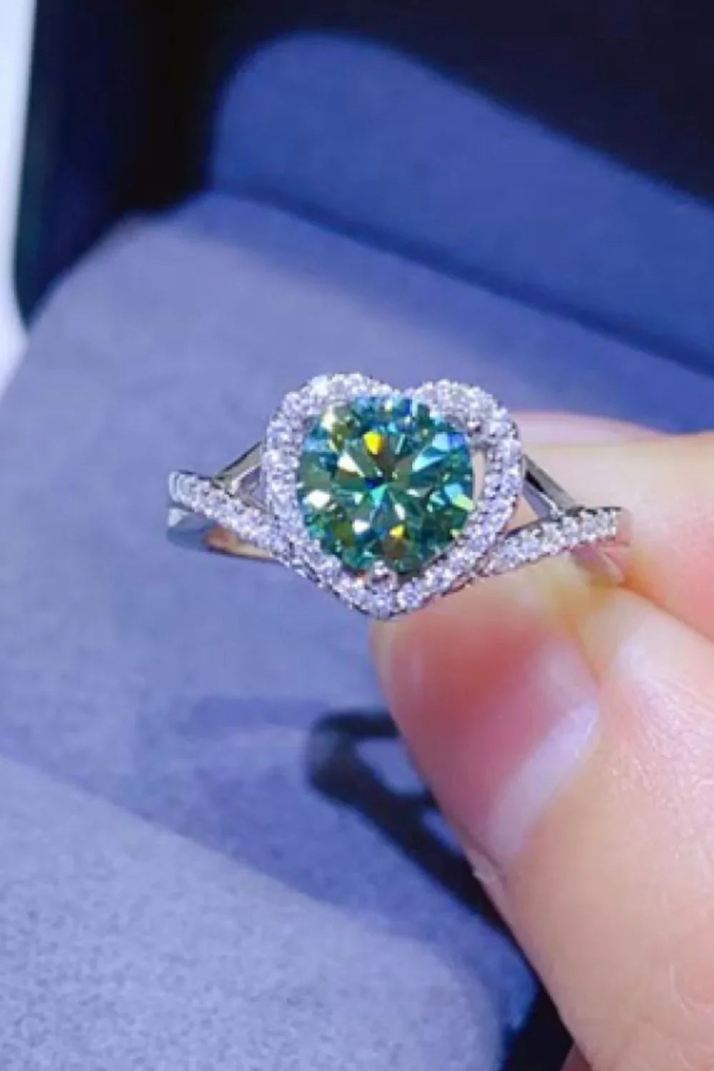 Moissanite Heart Ring Sterling Silver 1 Carat Stone - Southern Shores Clothing