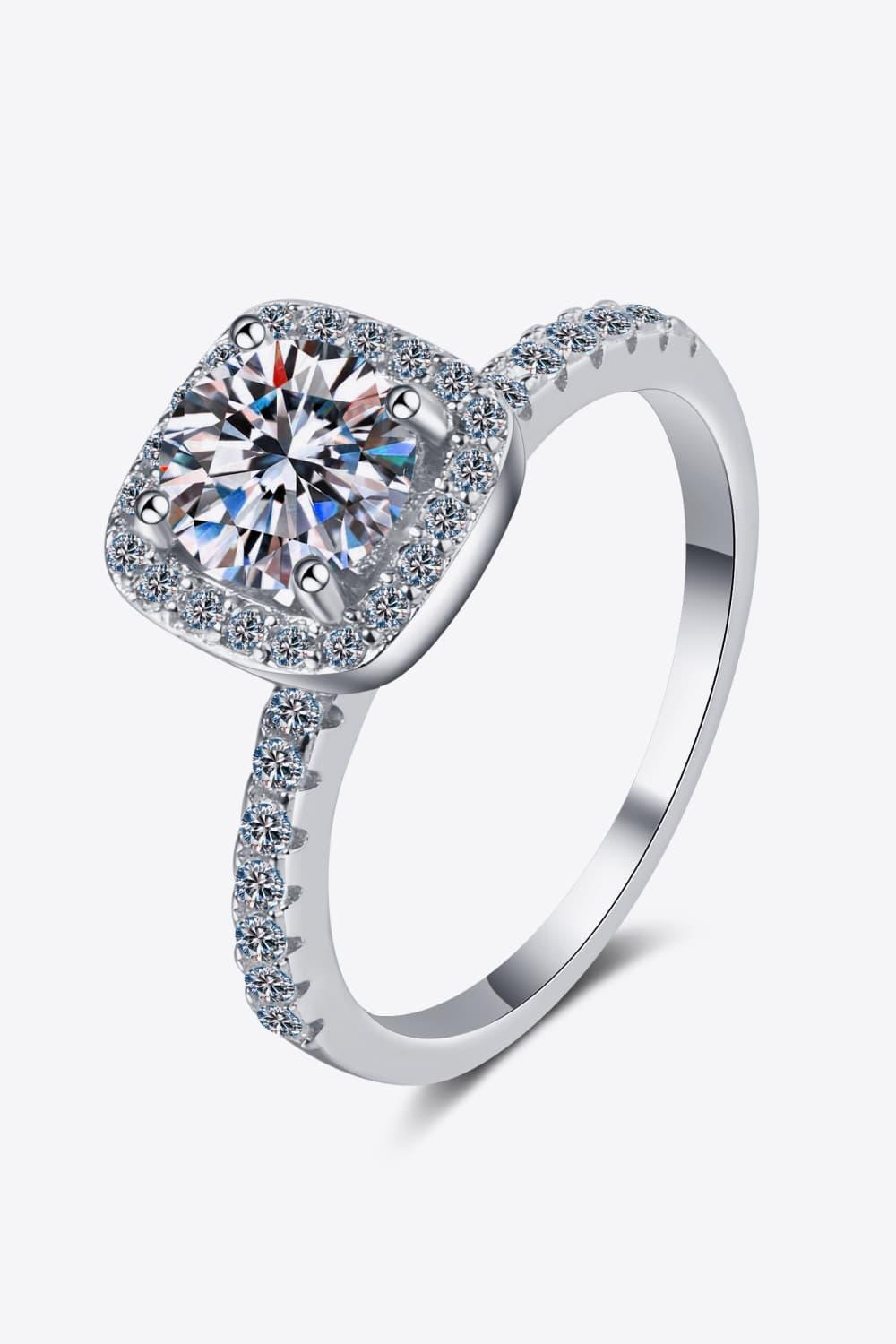 2 Carat Moissanite Square Halo Ring Minimalist Design - Southern Shores Clothing