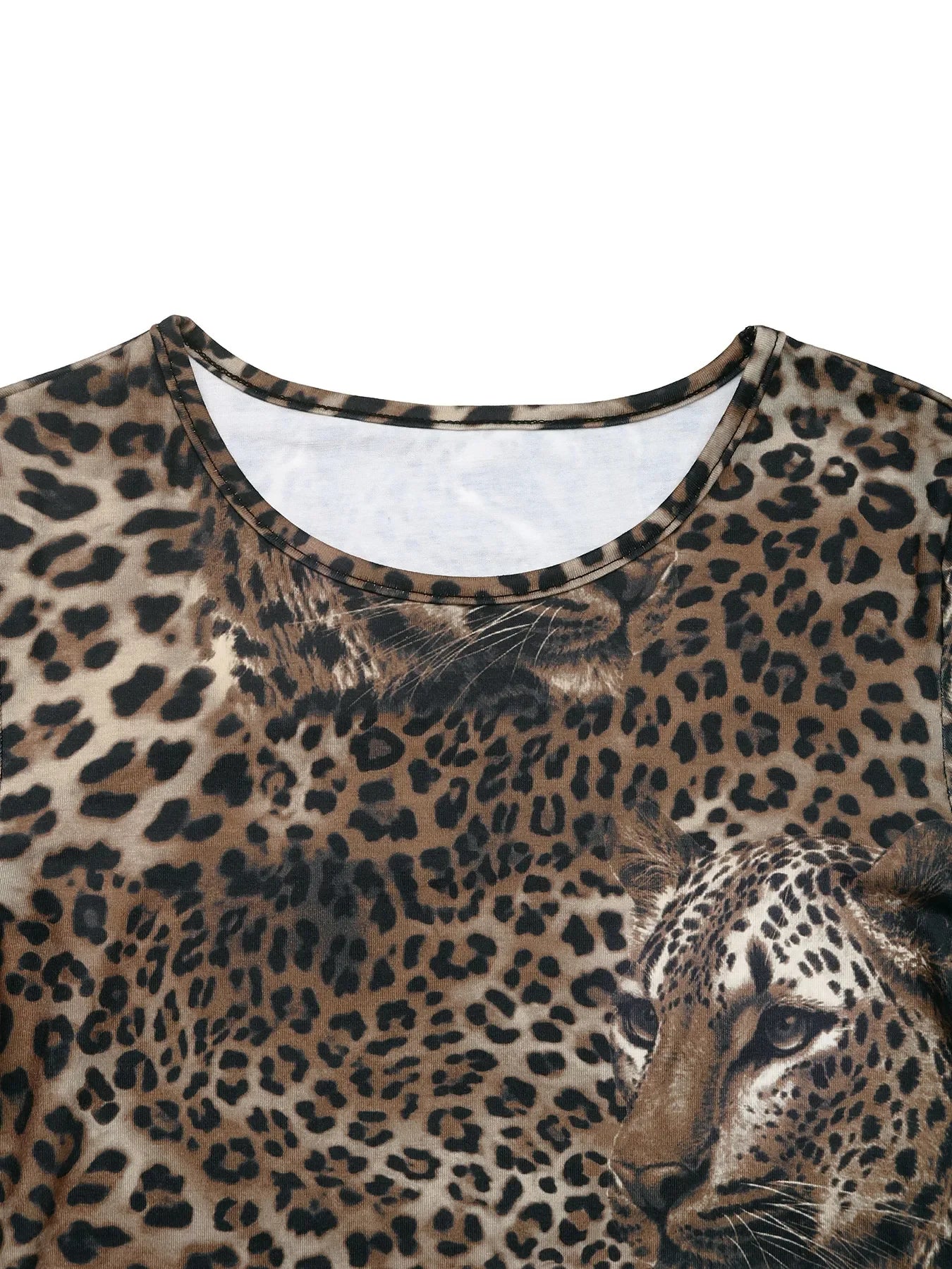 Leopard Print Long Sleeve Fitted T Shirt - Southern Shores Clothing