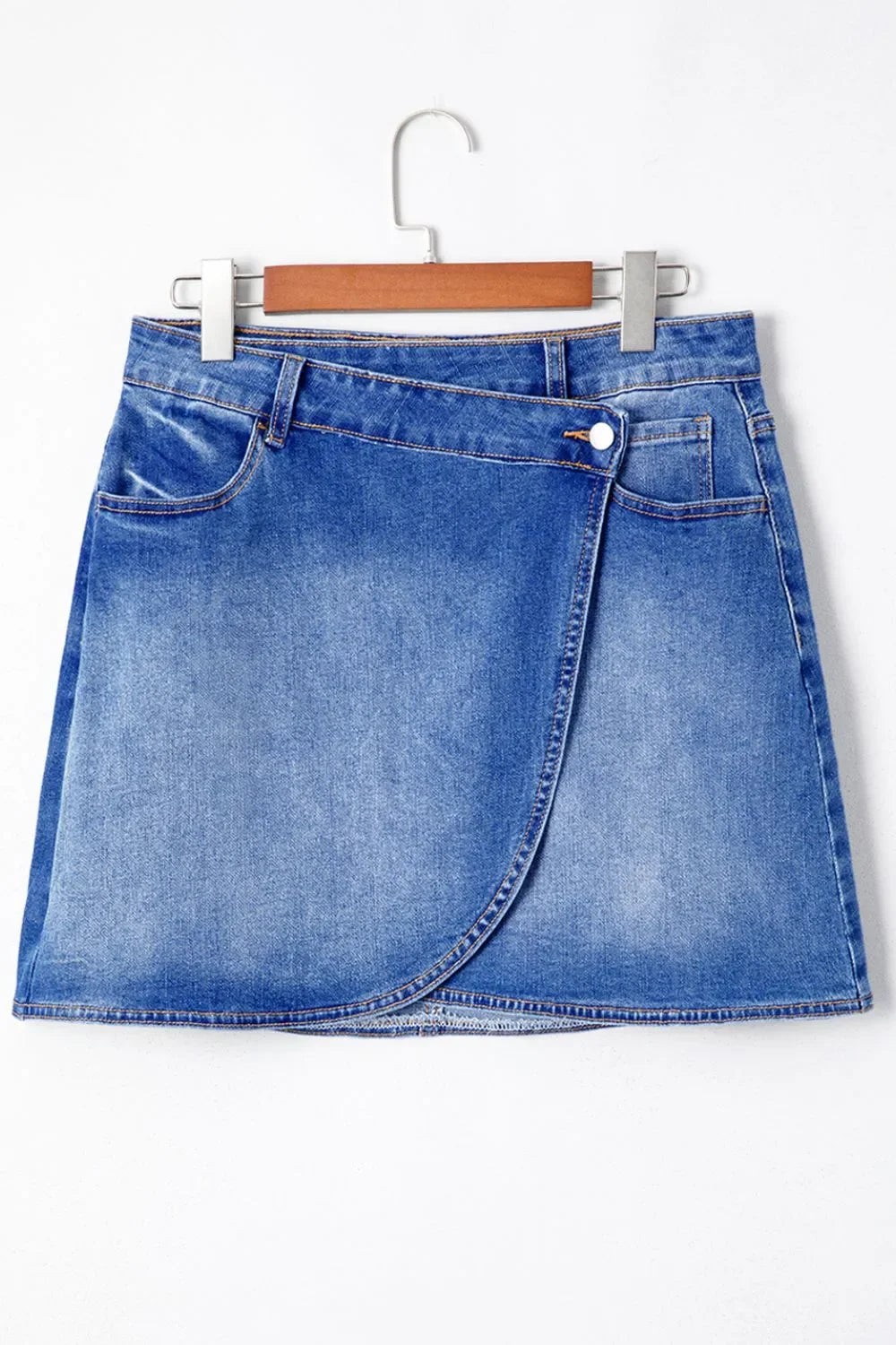 Wrapped Crossed Waist Denim Mini Skirt Casual Wear - Southern Shores Clothing