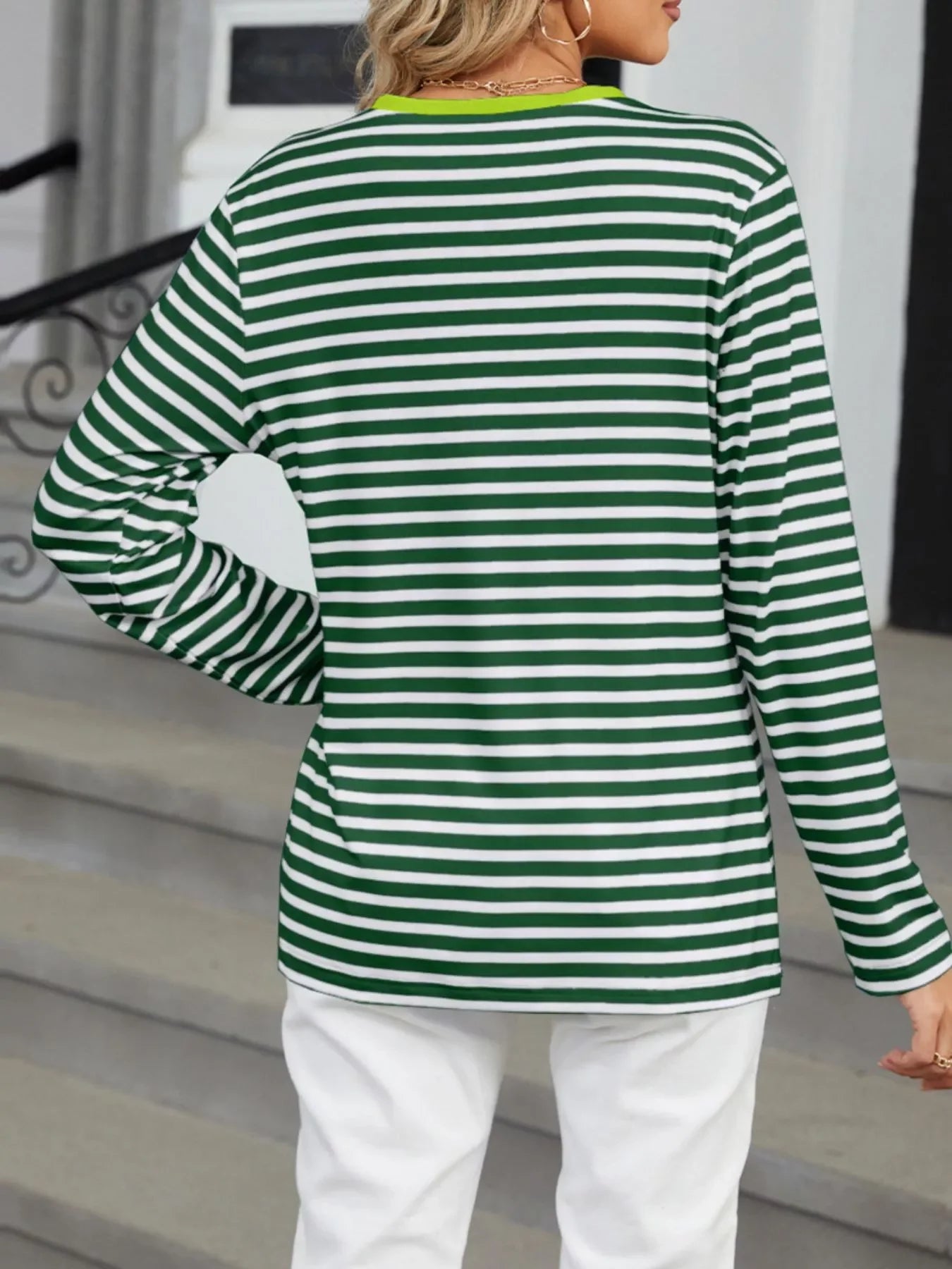 Striped Long Sleeve Henley T-Shirt - Southern Shores Clothing