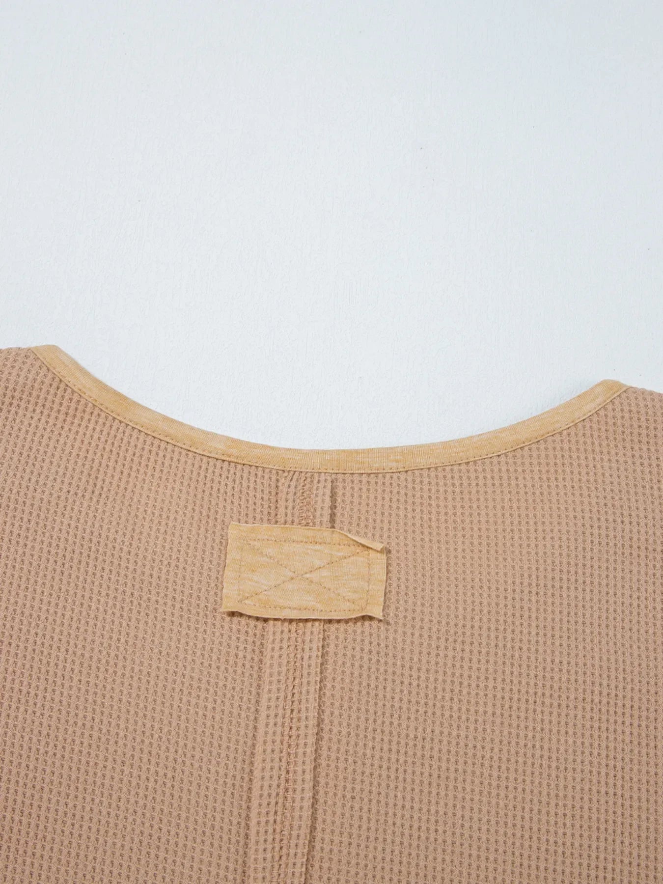 Waffle Knit Henley Top With Pockets And Slits - Southern Shores Clothing