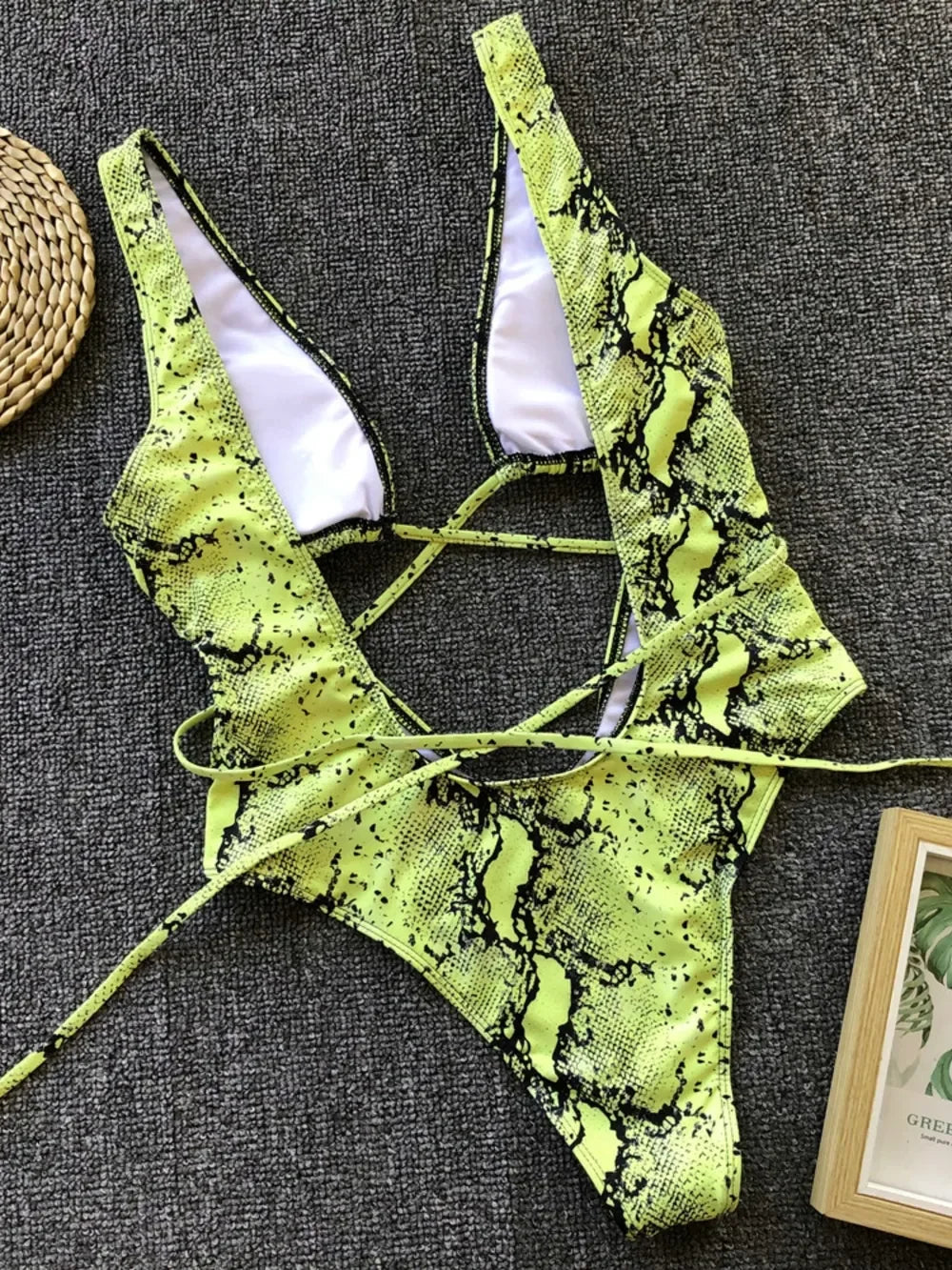 Lace-Up Backless Plunge One-Piece Swimsuit - Southern Shores Clothing