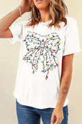 Bow Round Neck Short Sleeve Tee With Stretch - Southern Shores Clothing