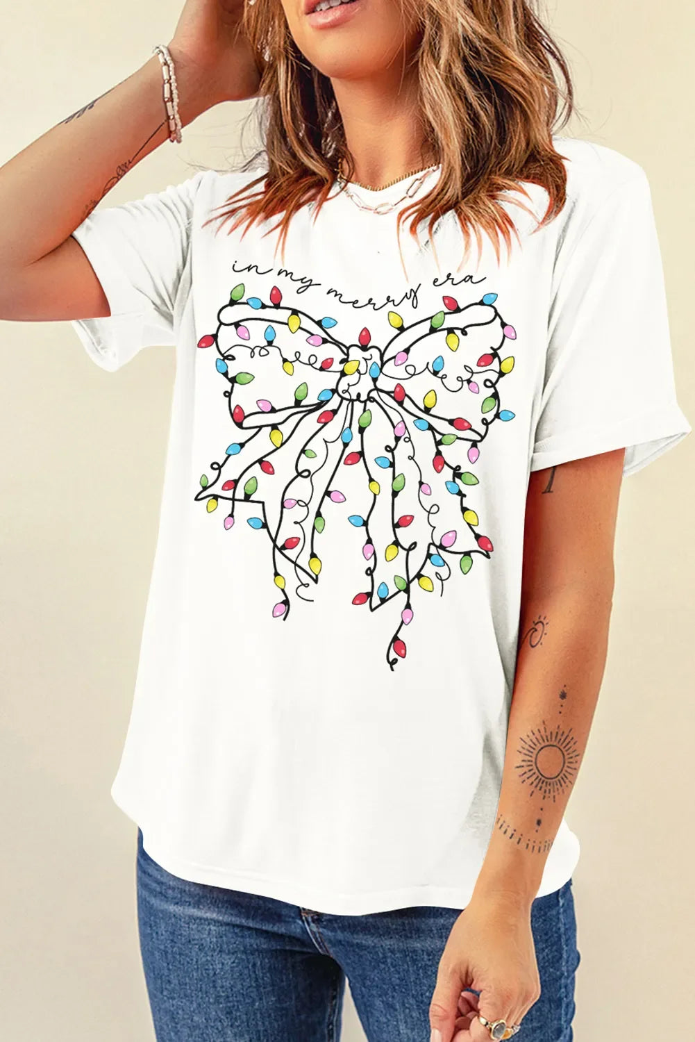 Bow Round Neck Short Sleeve Tee With Stretch - Southern Shores Clothing