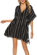 Striped V-Neck Drawstring Adjustable Coverup - Southern Shores Clothing