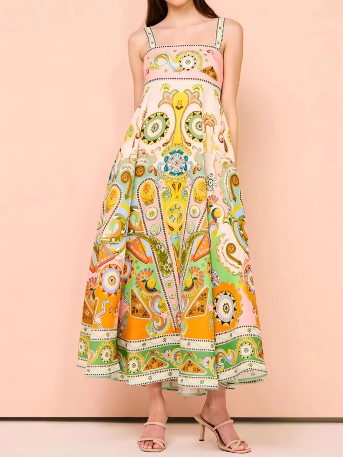 Paisley Print Square Neck Dress With Pockets And Smocked Bodice - Southern Shores Clothing