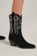 Shimmer Rhinestone Detailing Pointed Toe Boots - Southern Shores Clothing