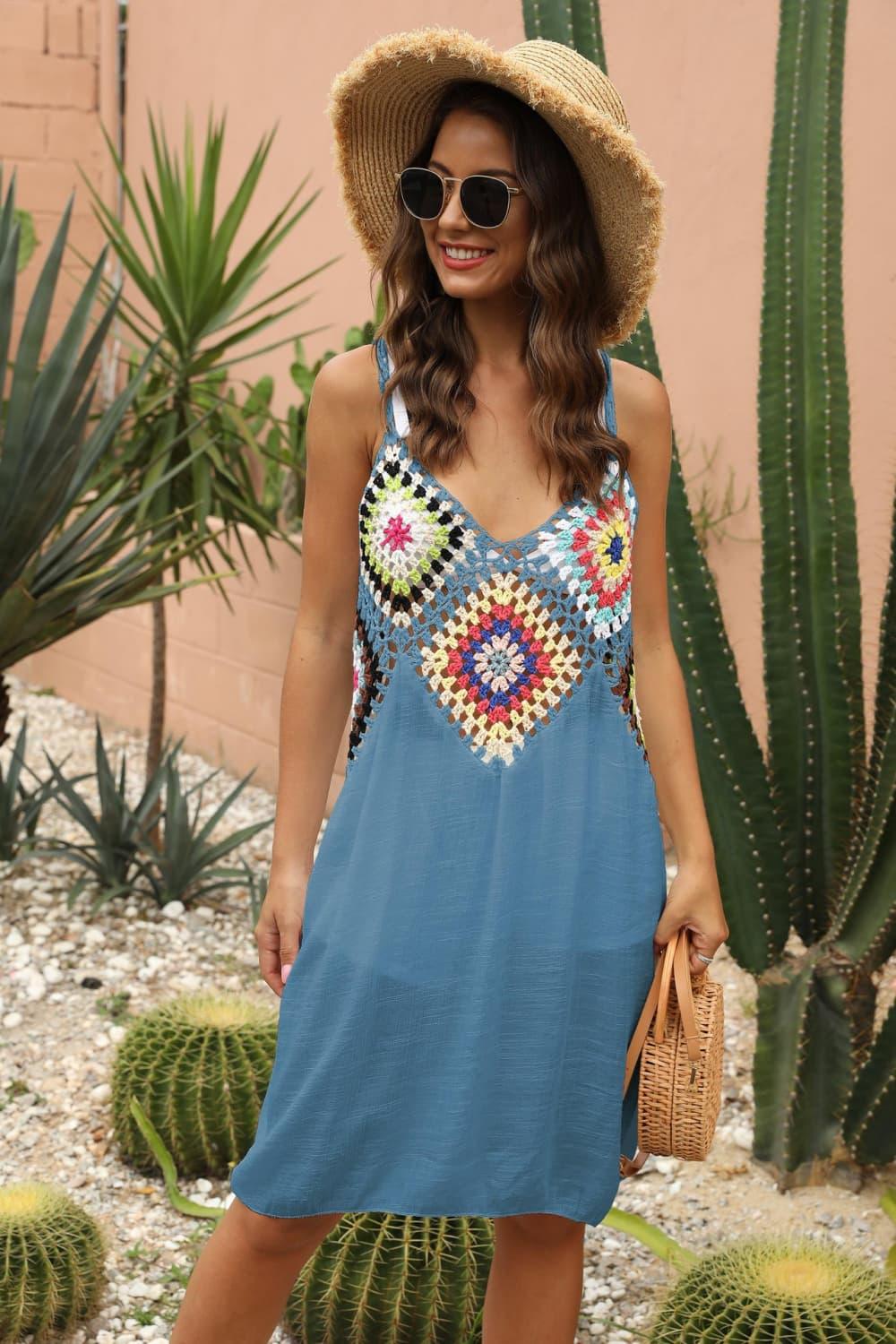 Openwork Sleeveless Embroidery Dress - Southern Shores Clothing