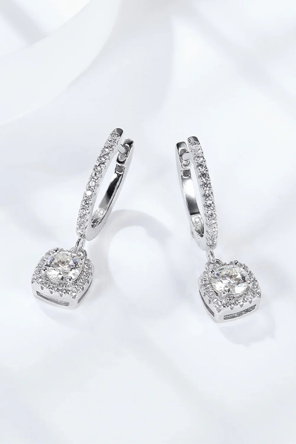 Moissanite Halo Huggie Earrings Sterling Silver - Southern Shores Clothing