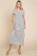 Striped Twisted Detail Dress Classic Silhouette - Southern Shores Clothing