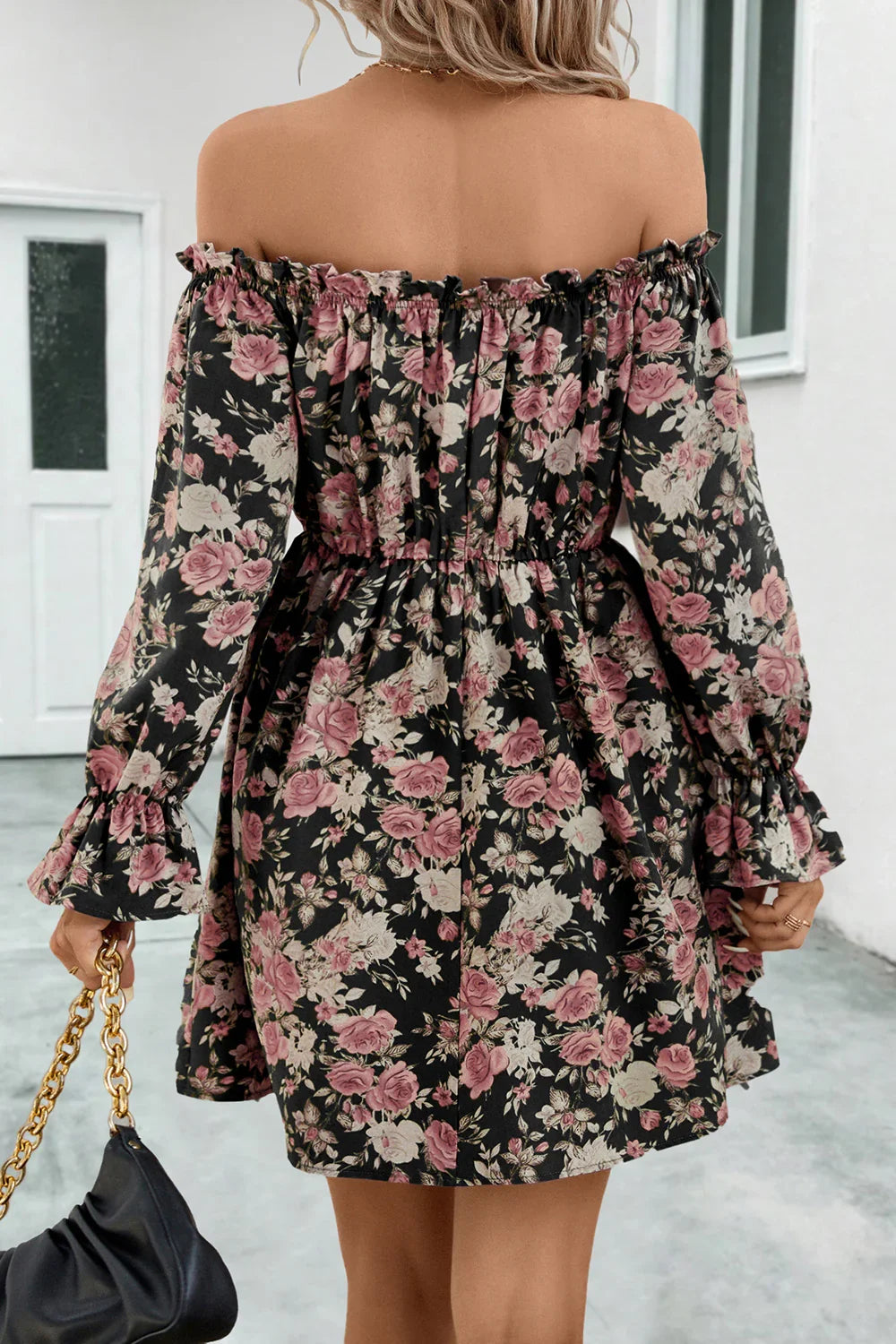 Floral Off-Shoulder Flounce Sleeve Dress - Southern Shores Clothing