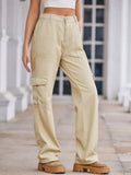 High-Waisted Stretch Cargo Jeans With Pockets - Southern Shores Clothing