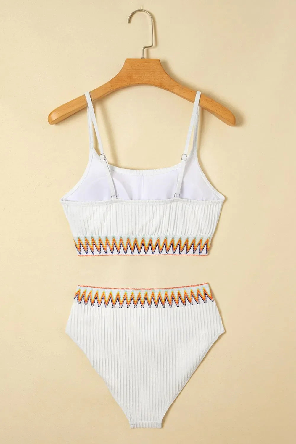 Textured Contrast Banding High Waist Bikini Set Two Piece - Southern Shores Clothing