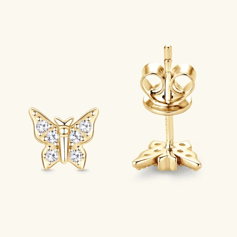 Moissanite Sterling Silver Butterfly Stud Earrings - Southern Shores Clothing