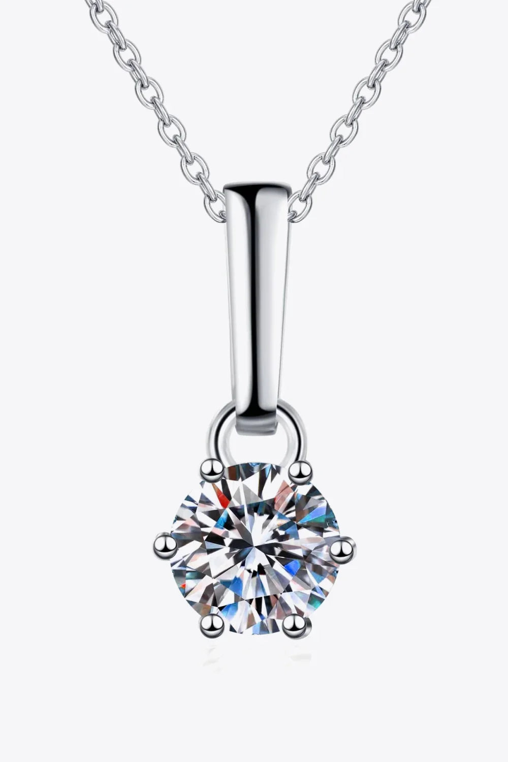 Minimalist 1 Carat Moissanite Sterling Silver Necklace - Southern Shores Clothing