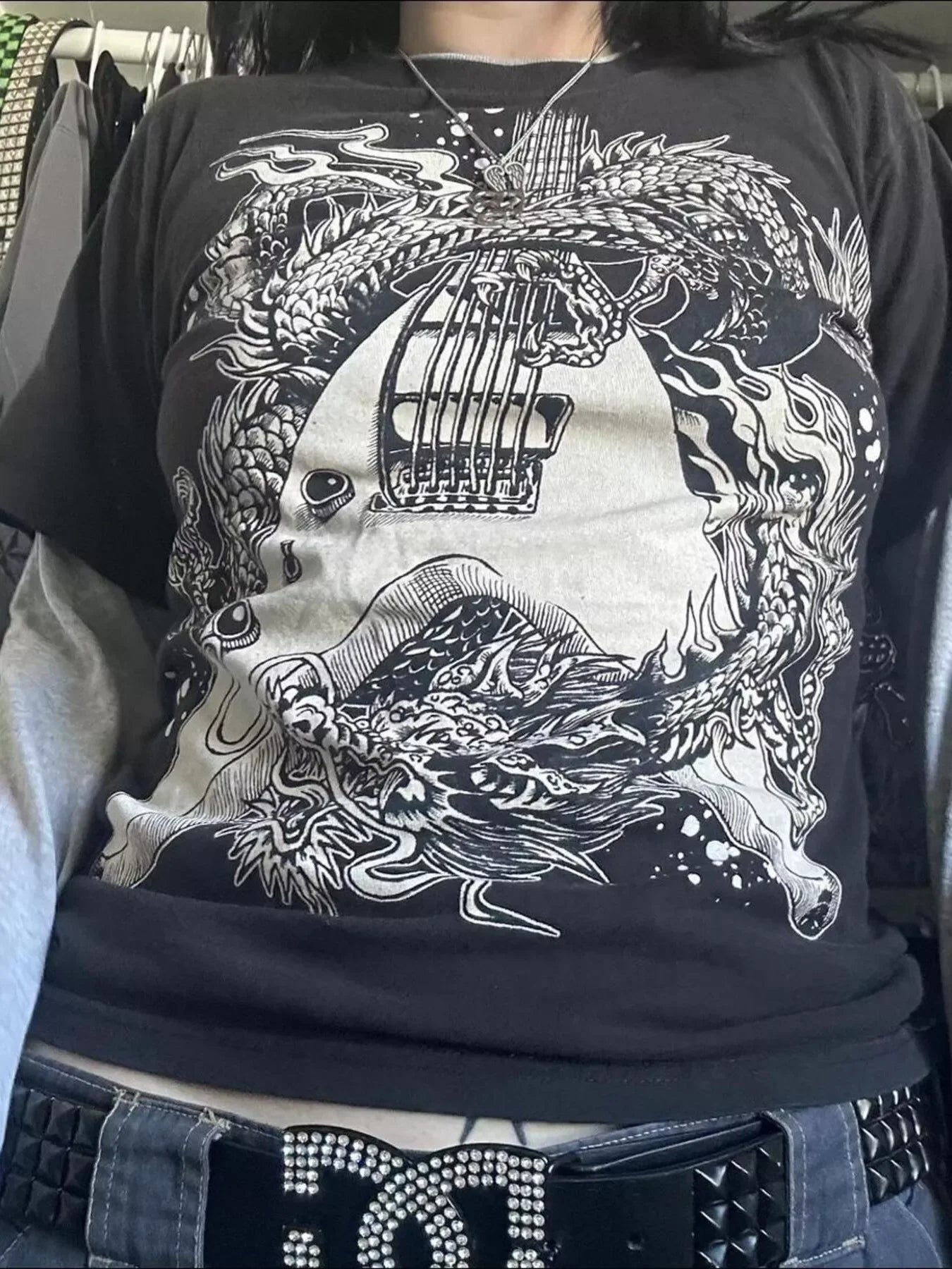 Graphic Round Neck Long Sleeve T-Shirt - Southern Shores Clothing