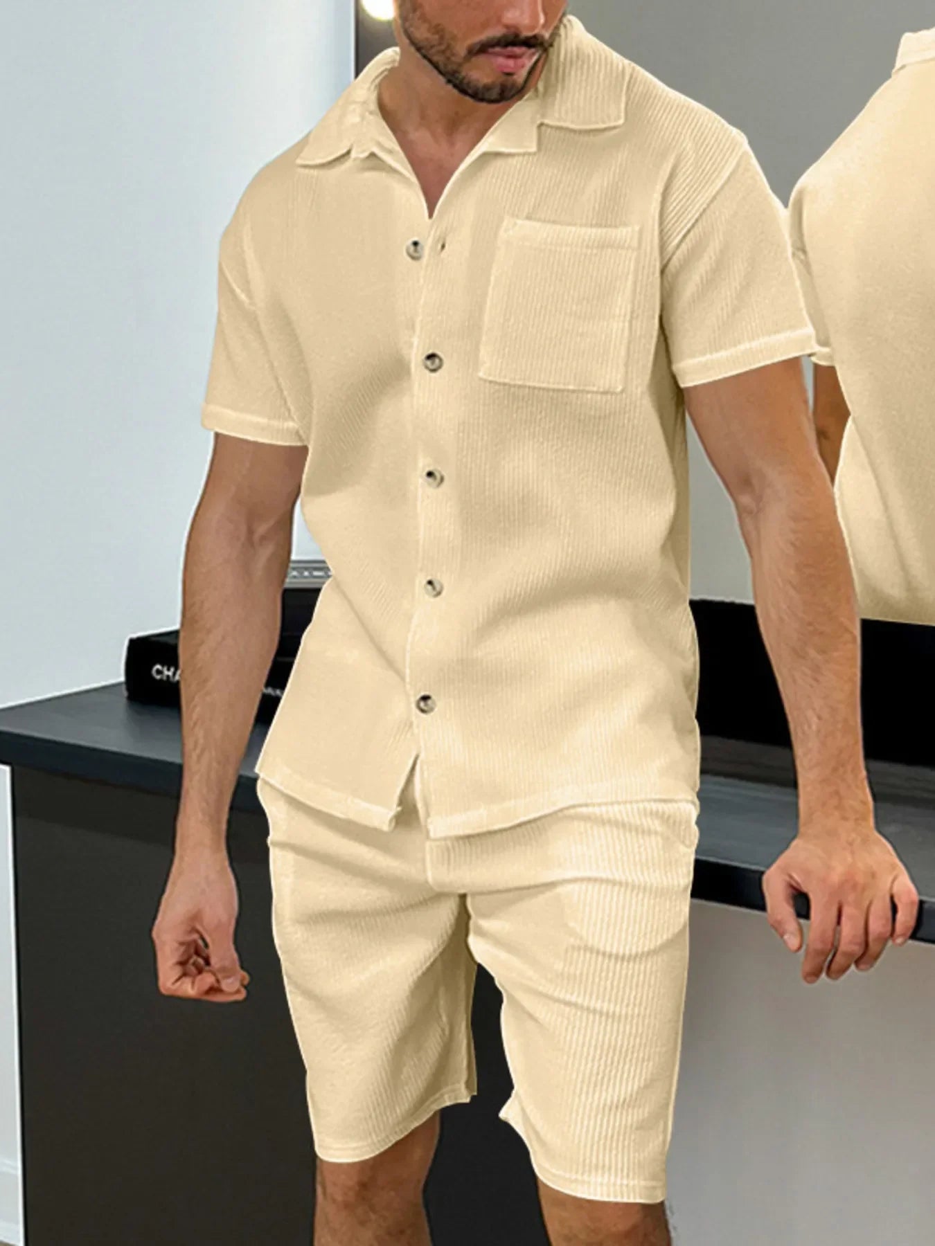 Men's Full Size Button Up Top and Shorts Set Plus Size - Southern Shores Clothing