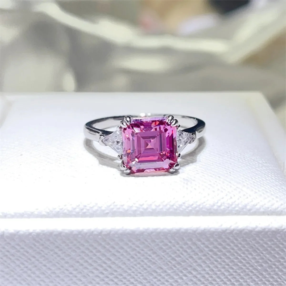 Platinum Plated 3 Carat Moissanite Ring Brilliance