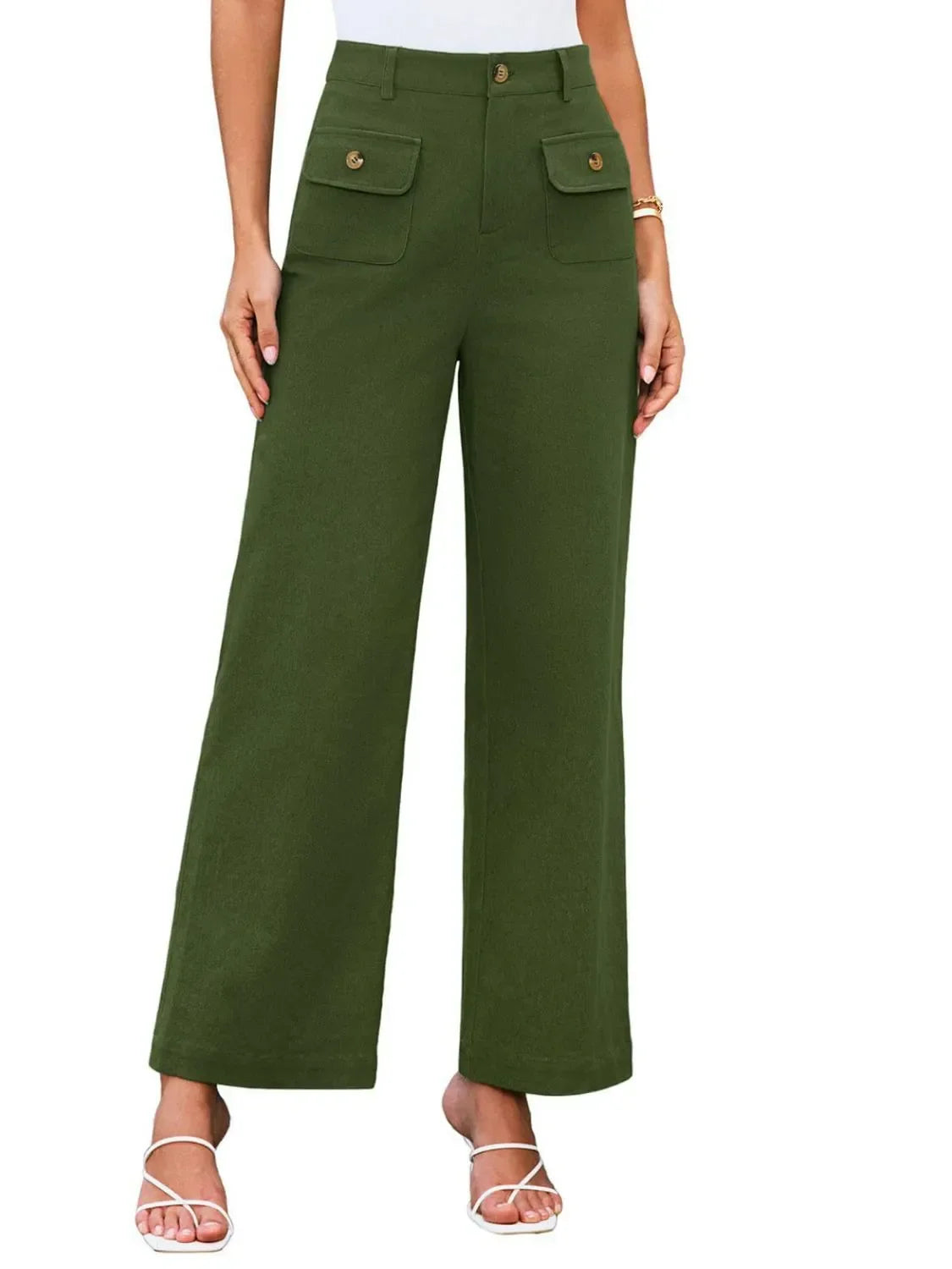 High Waist Wide Leg Relaxed Pants With Comfortable Fit - Southern Shores Clothing