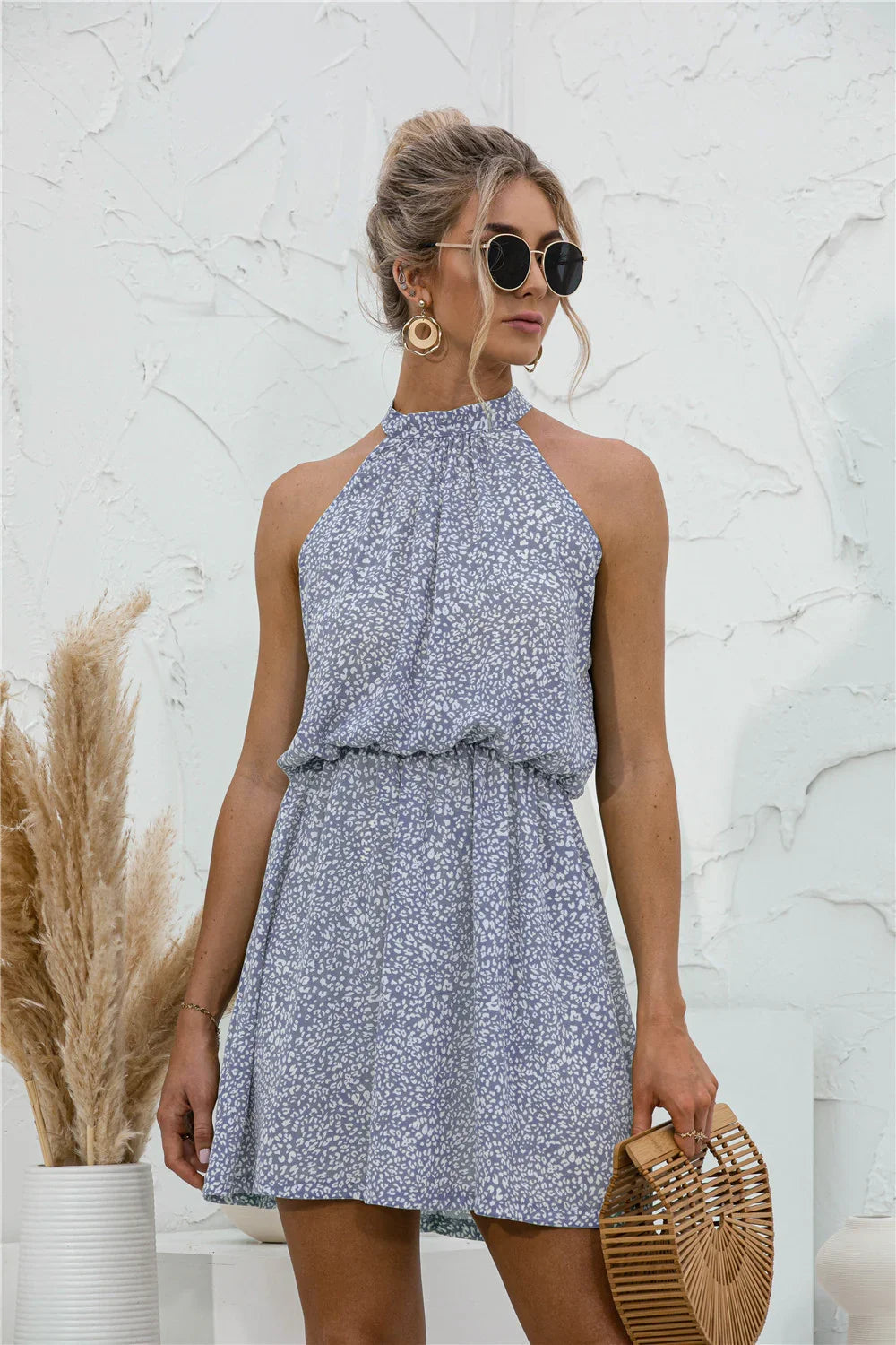 Floral Tied Sleeveless Mini Dress - Southern Shores Clothing