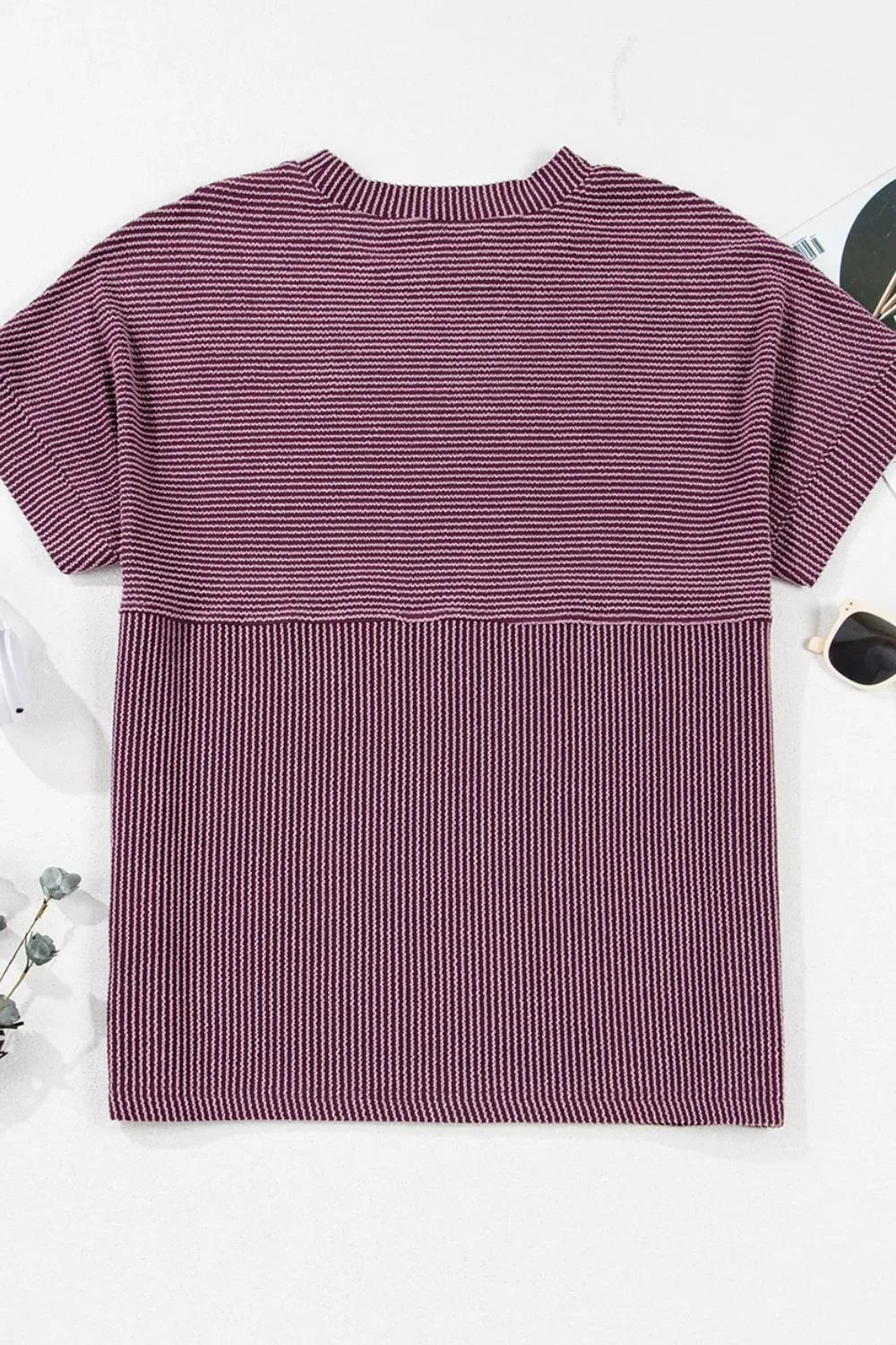 Corded Knit Mock Neck Short Sleeve T Shirt With Stretch - Southern Shores Clothing