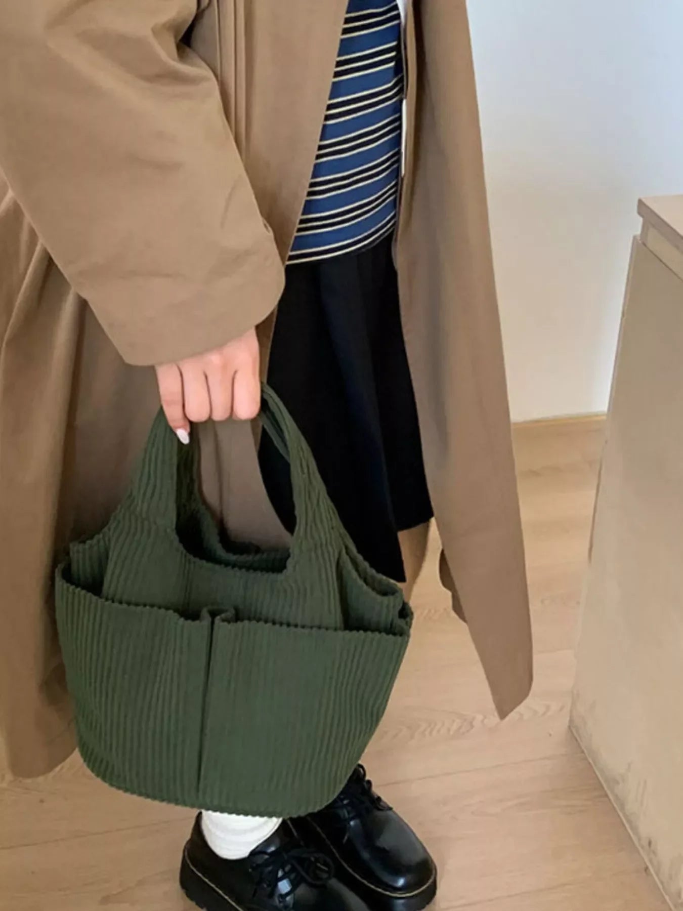 Corduroy Handbag With Classic Silhouette - Southern Shores Clothing