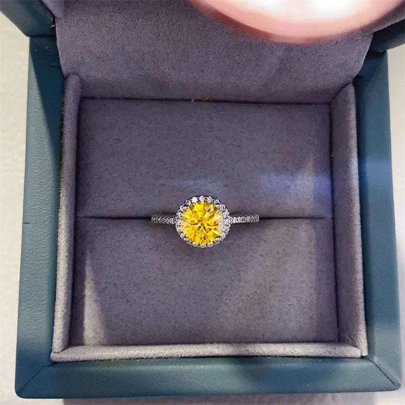 1 Carat Moissanite Sterling Silver Halo Ring - Southern Shores Clothing