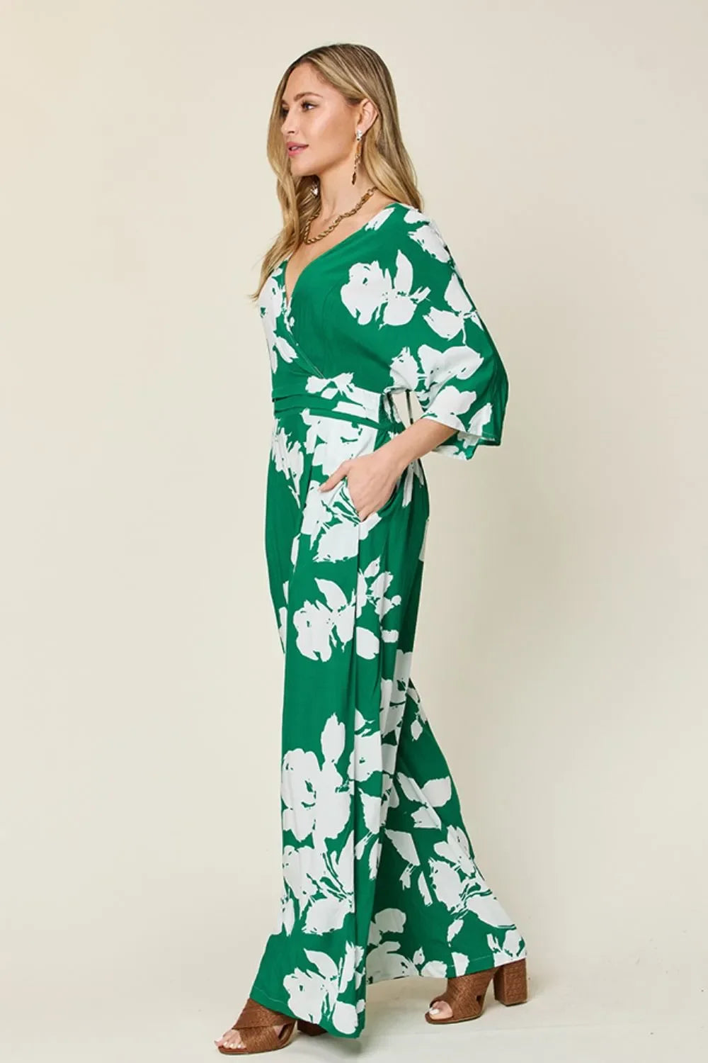 Printed Tie-Back Wide-Leg Jumpsuit With Tie Detail