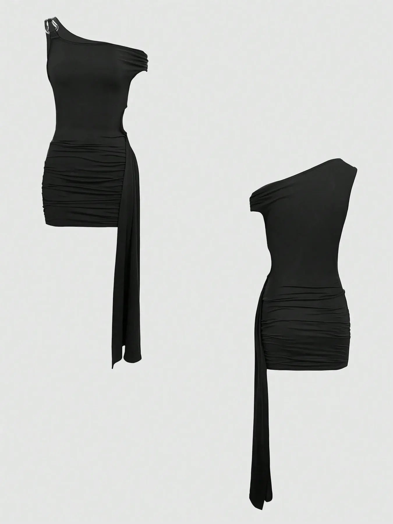 Cutout Asymmetrical Shoulder Mini Dress Chic Silhouette - Southern Shores Clothing