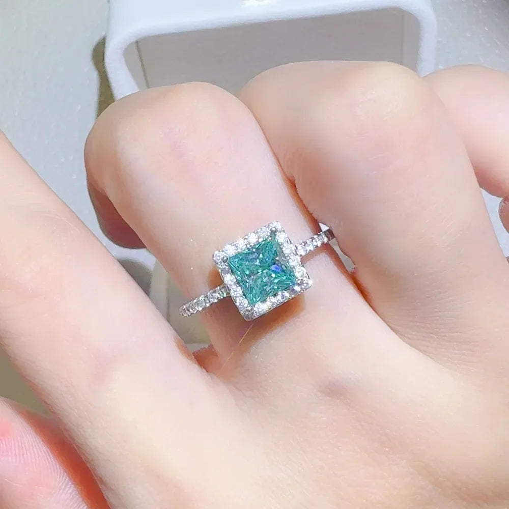 2 Carat Moissanite Square Sterling Silver Ring - Southern Shores Clothing