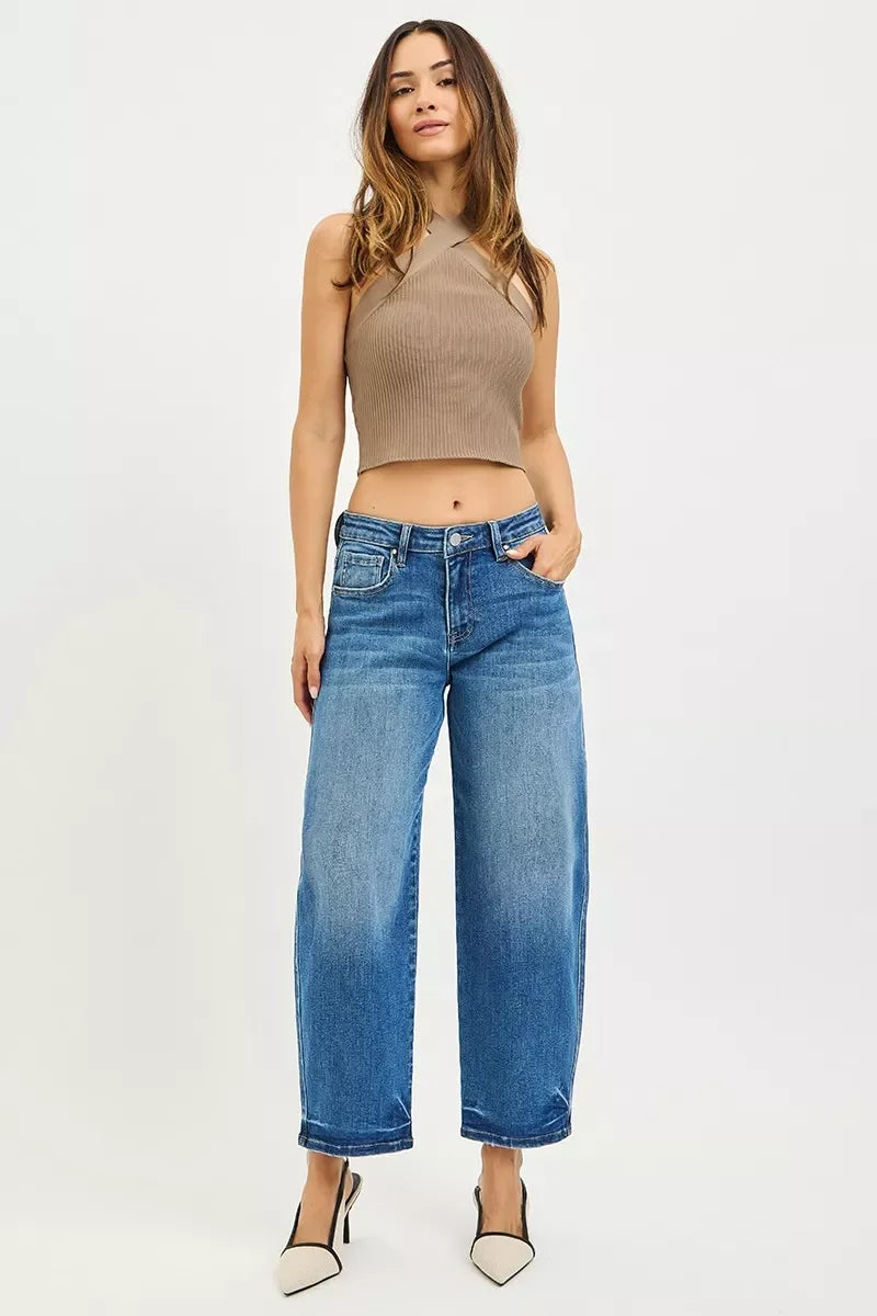 Relaxed Fit Slouchy Cropped Barrel Jeans - Southern Shores Clothing