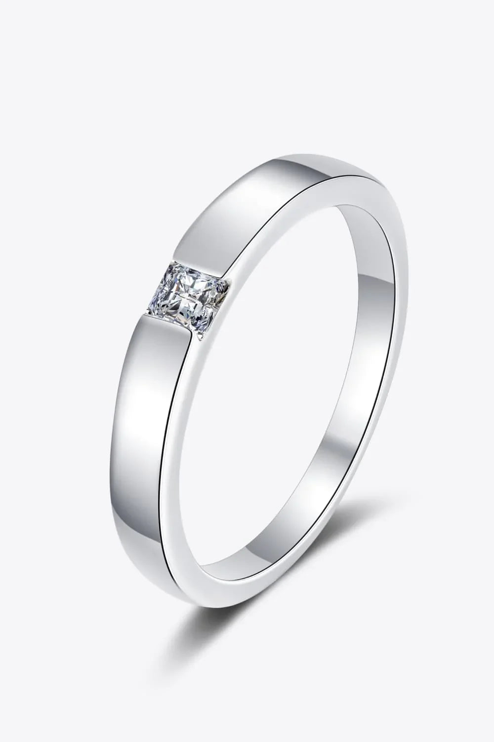 Moissanite Ring Inlaid Rhodium Plated Coastal Finish - Southern Shores Clothing