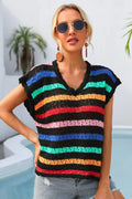Angel Wings Striped V-Neck Slit Cover Up - Southern Shores Clothing
