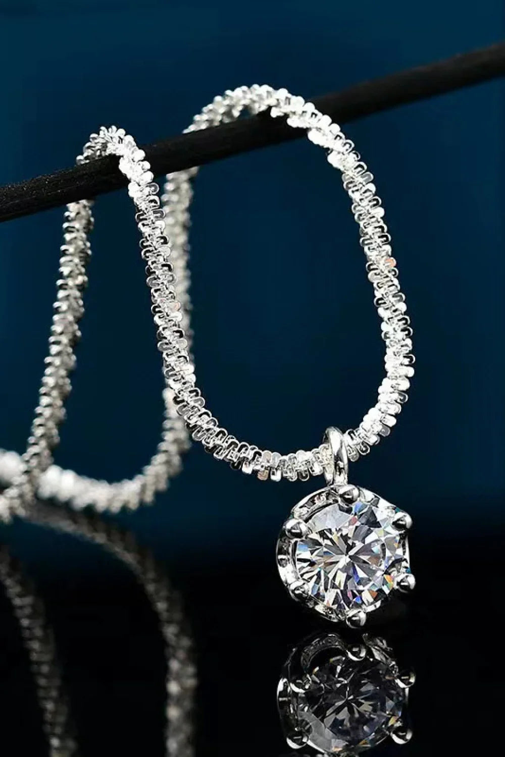 1 Carat Moissanite Necklace Platinum Plated Sterling Silver - Southern Shores Clothing