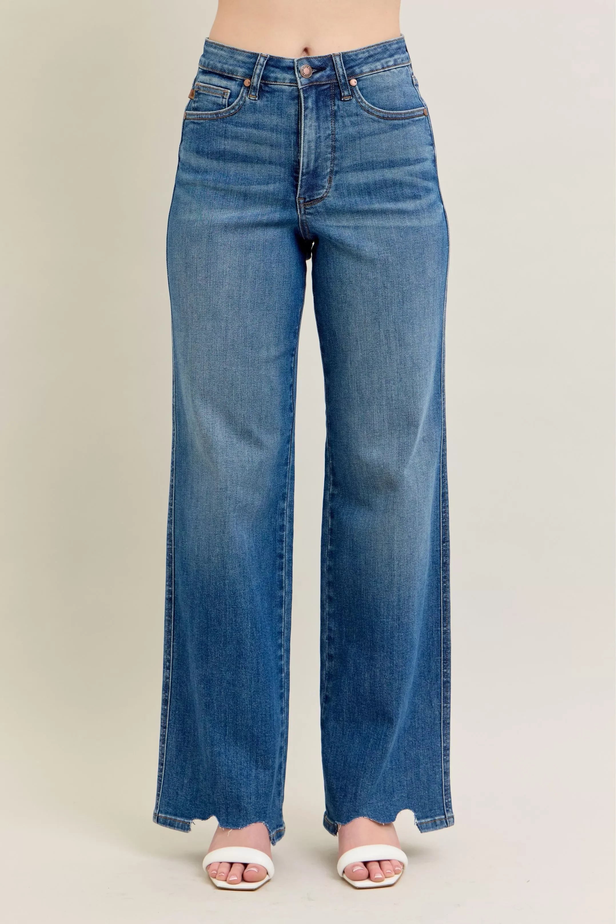 High Waist Tummy Control Wide Leg Jeans Plus Size Denim - Southern Shores Clothing