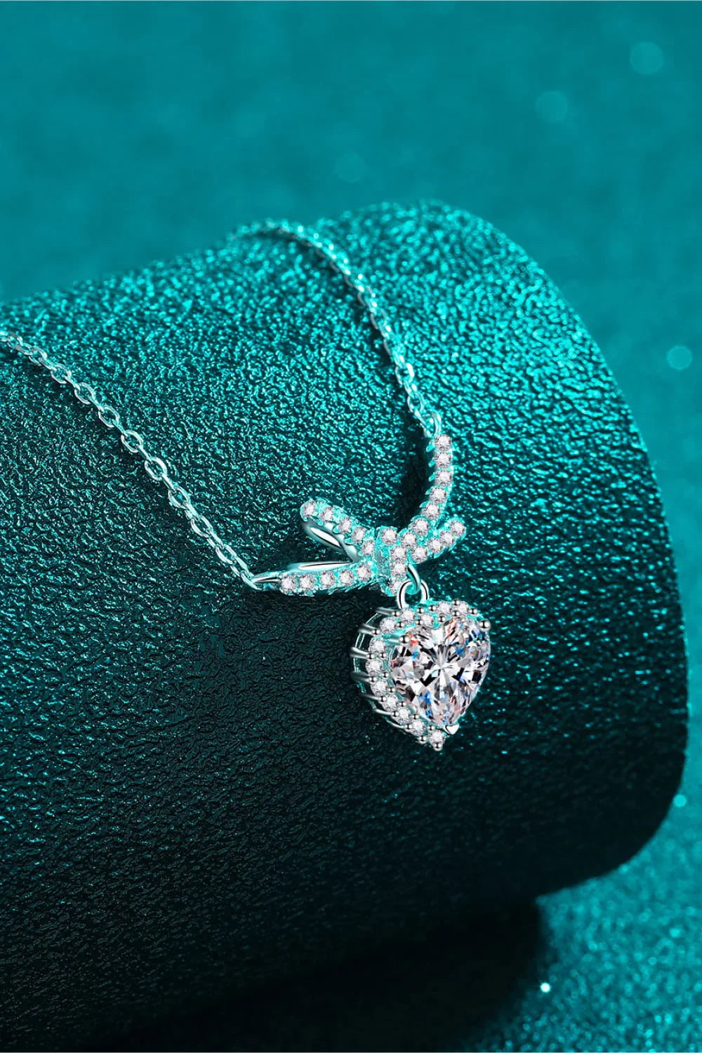 Moissanite Heart Pendant Necklace Sterling Silver - Southern Shores Clothing