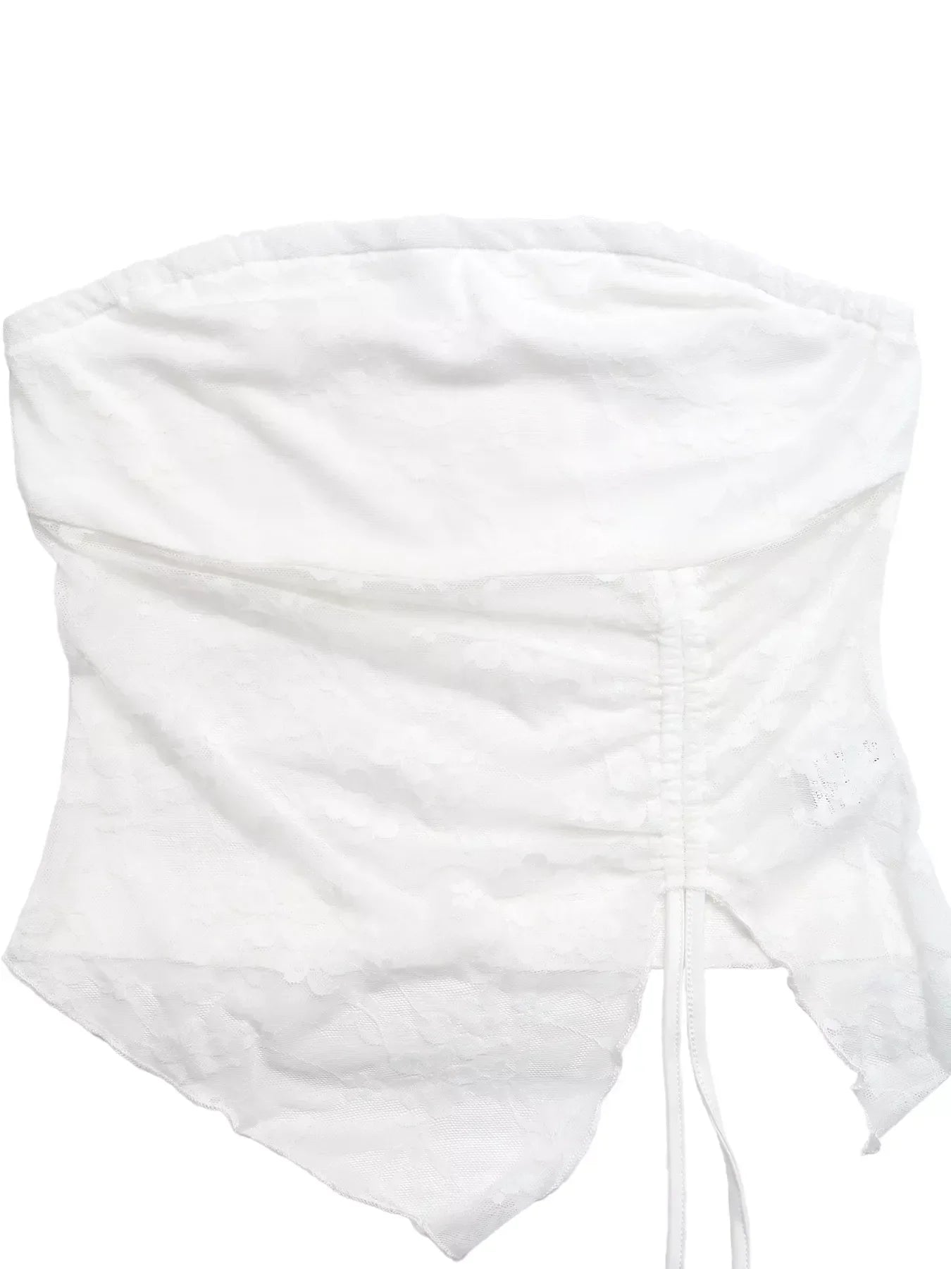 Ruched Lace Tube Top With Side Tie Sleeveless Tank Easy Care - Southern Shores Clothing